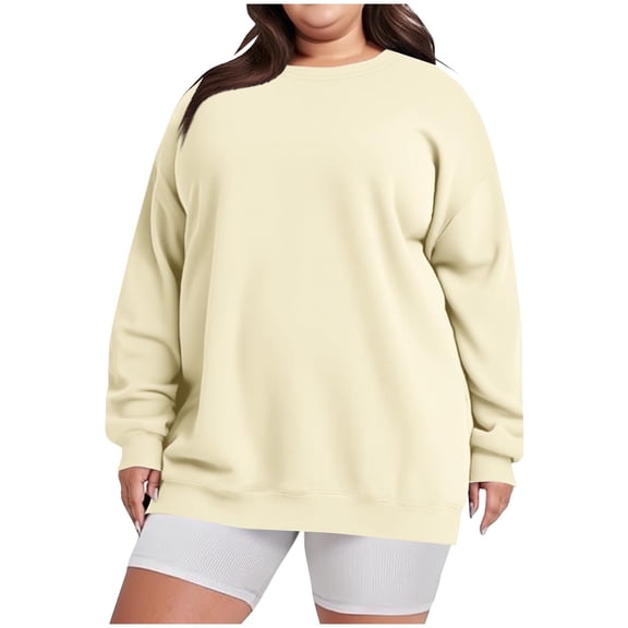 Enridrech Womens Plus Size Sweatshirt Crewneck Long Sleeve Pullover Tops Loose Casual Fall Basic Plain Sweatshirts