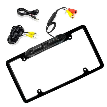 Enrock Car License Plate Frame Rear View Backup Night Vision Waterproof Camera with Parking Assist and Distance Scale Lines