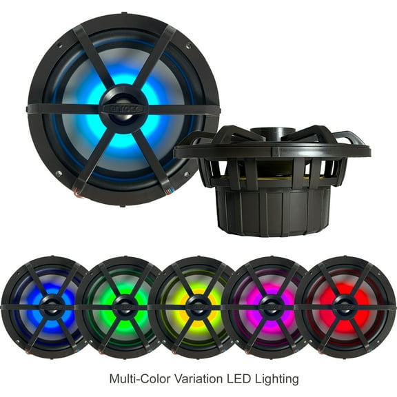 Enrock EM265RGB Waterproof 6.5-Inch 120W Peak (60W RMS) 4-Ohm Marine Coaxial Speakers with RGB LED Lighting (Pair)
