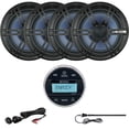 thumbnail image 1 of Enrock Gauge Style Media Center Marine Grade Bluetooth Receiver, 4 x Enrock 6.5" 2- Way Coaxial Car/Boat Audio Speakers, Auxiliary Interface Mount, Radio Antenna (Black), 1 of 5