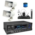 thumbnail image 1 of Enrock Home Theater 4-Channel 300 Watt Bluetooth USB AM/FM Stereo Amplifier Receiver, Wireless 2-Channel MIc System, 2x 6" 50 Watt Indoor/Outdoor Portable PA Horn Speakers w/Wire, 1 of 5