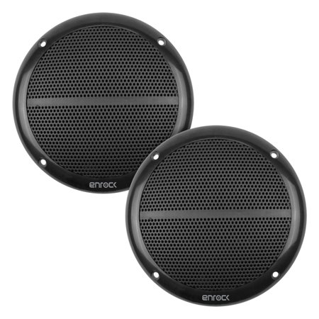 Enrock Marine 2-Way 6.5" Inch Weather Resistant Full Range Speakers 250 Watts Peak (Pair - Black)