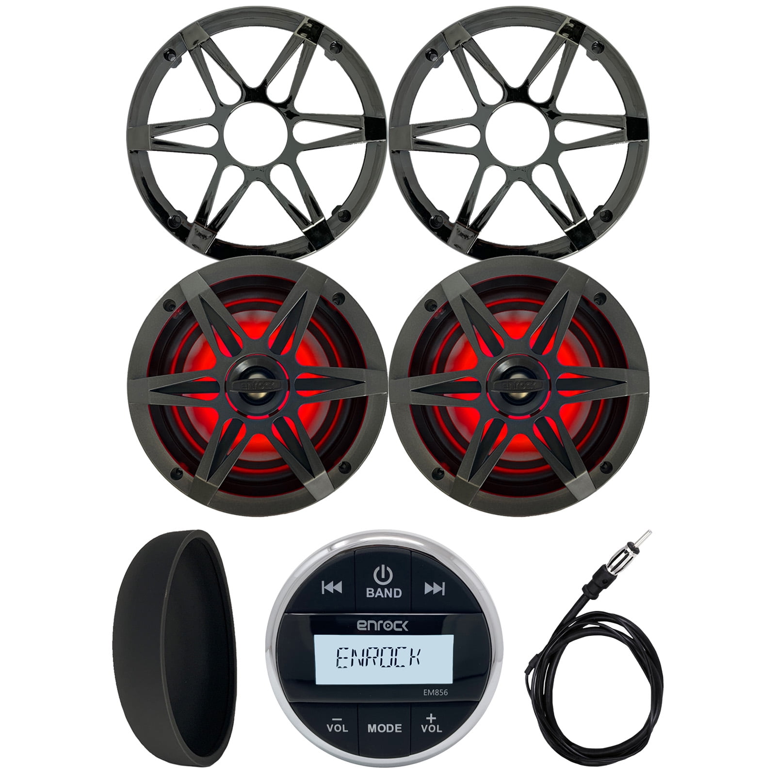 Enrock Marine Gauge Style Media Center Bluetooth USB AUX Receiver