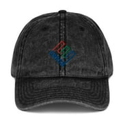Enron Hat (Embroidered Vintage Cotton Twill Cap) (Black)