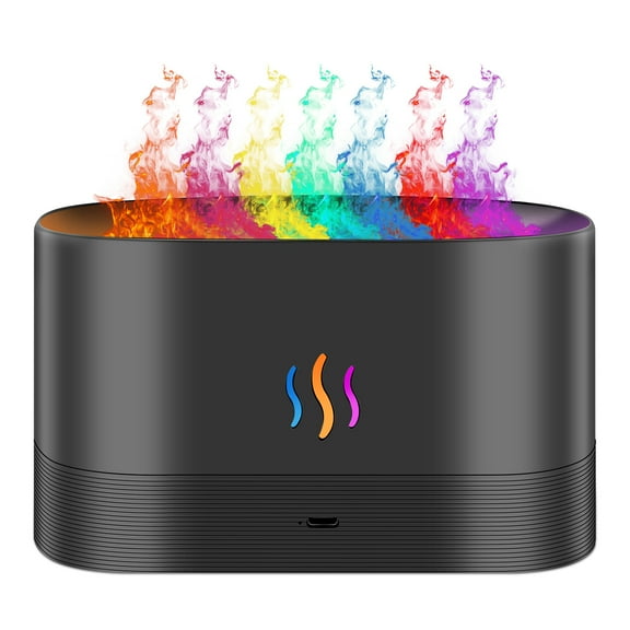 Enroslu Colorful Flame Air Aroma Diffuser Humidifier, Ultrasonic 7 Changing Colors Aroma Diffuser Humidifier with Remote Control for Bedroom Home Office Yoga Meditation (Black)