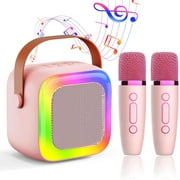 Enroslu Mini Karaoke Machine for Kids Teen Adults, Portable Bluetooth Mini Karaoke Microphone Singing Speaker with 2 Wireless Mic and Light, Toys for All Smartphones,Birthday, Family,Home Party