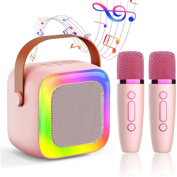 Enroslu Mini Karaoke Machine for Kids Teen Adults, Portable Bluetooth Mini Karaoke Microphone Singing Speaker with 2 Wireless Mic and Light, Toys for All Smartphones,Birthday, Family,Home Party
