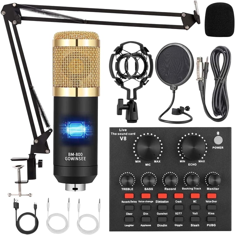 Kit Studio Enregistrement VONYX Producer Set Noir - Micro Condensateur + Interface Audio USB - Pour Podcast, Chant, Streaming