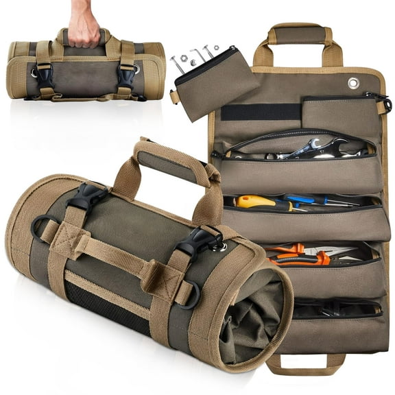 Enroslu Tool Bag Roll Up, Heavy Duty Roll Up Tool Bag, Tool Roll Bag Organizers, 900D Waterproof Oxford Cloth, Gifts for Electrician,Carpenter, Plumber, Mechanic, Hobbyist