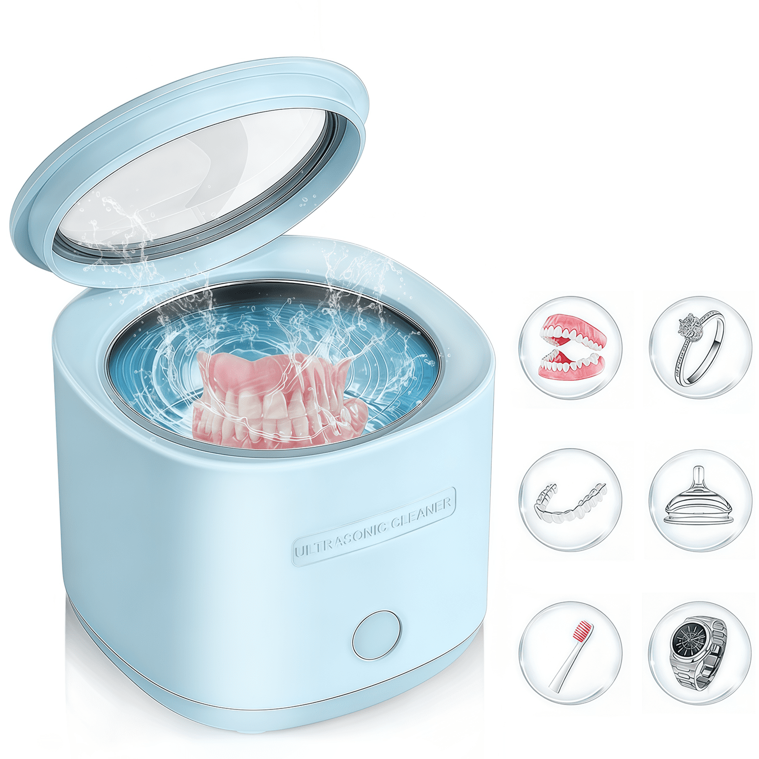 Enroslu Ultrasonic Cleaner for Denture,42Khz, Portable Jewelry Cleaner Ultrasonic Machine for Eyeglasses, Denture, Silver,Watches, Makeup Brush,Earrings