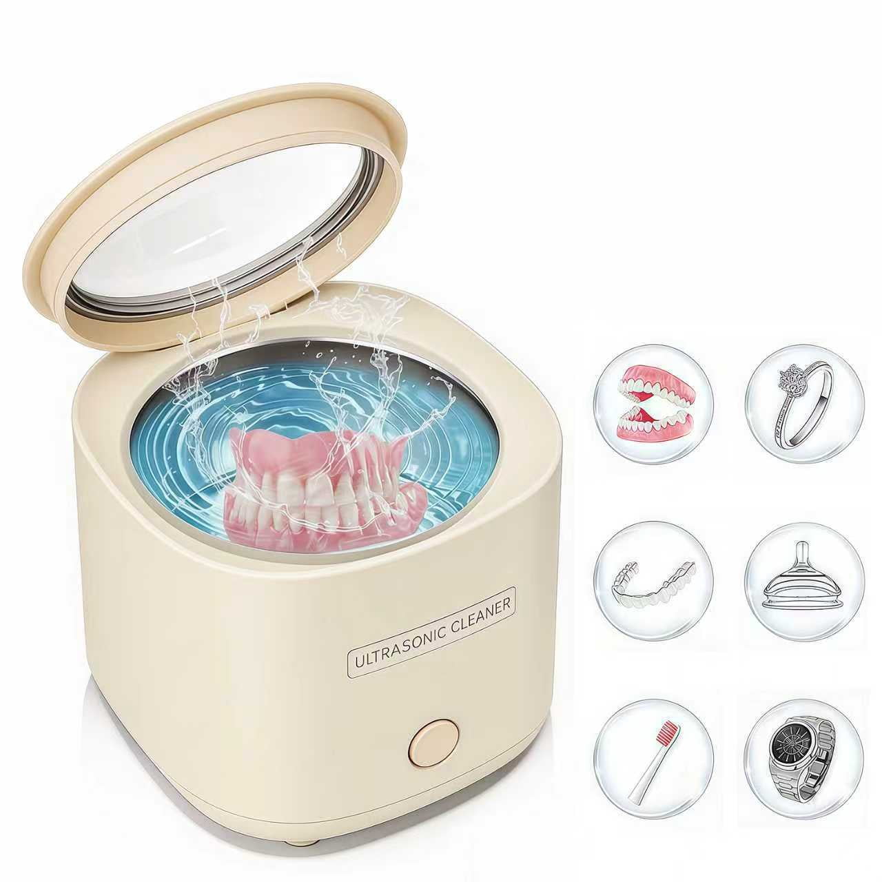 Enroslu Ultrasonic Cleaner for Dentures, 42kHz Portable Professional Ultra Sonic Machine Jewelry, Mouth Guard, Rings, Silver, Watches, Diamonds, Coins, Razors