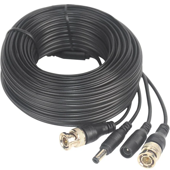 Ens Premade Bnc Video Power Cable 100Ft, All-In-One, Black