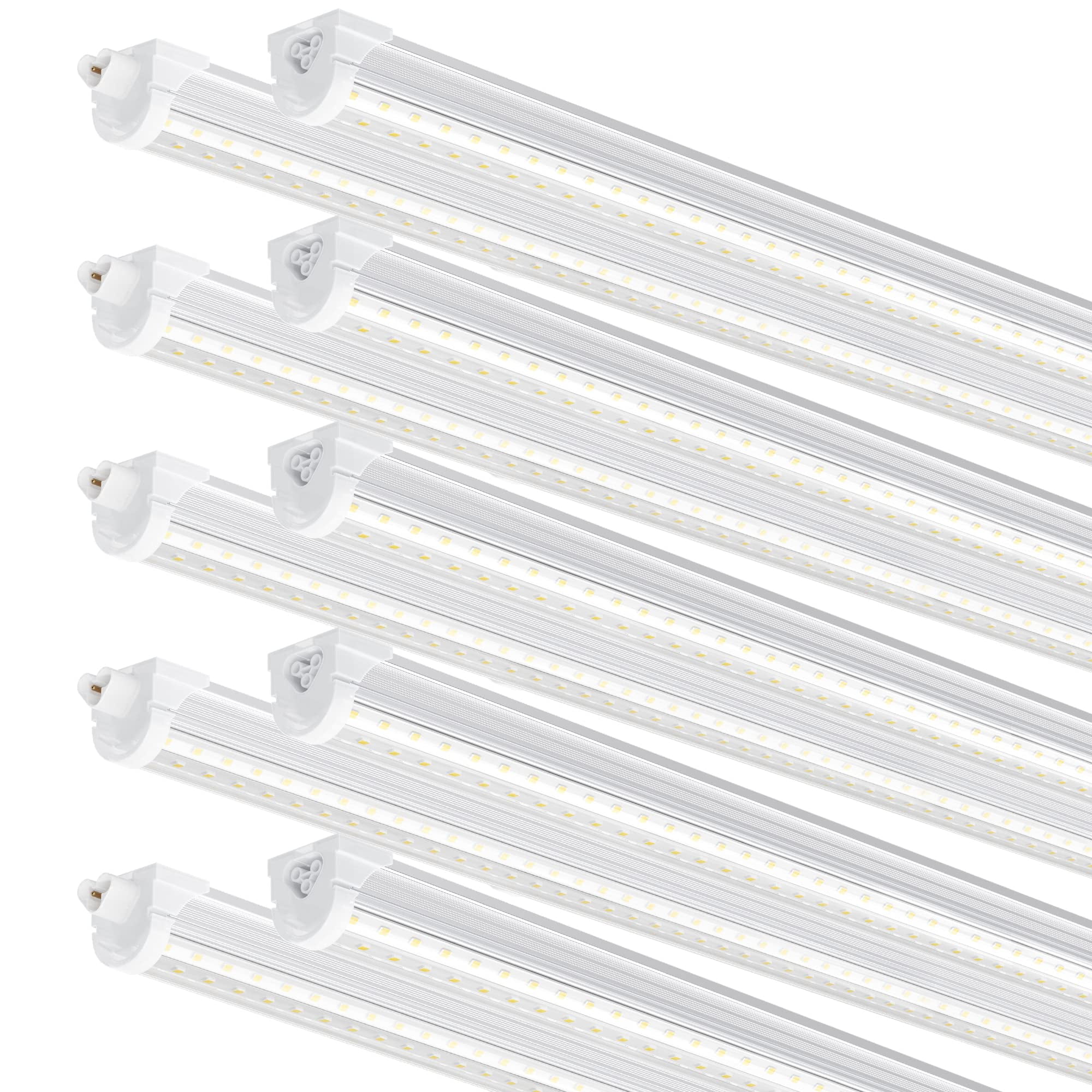 Ensenior 10 Pack 8 FT Led Shop Lights, 6000K Clear White, 10000LM Super Bright, 72W Equivalency 936W, Commercial Bay Lighting, U-Shaped Linkable Shop Lights Plug in for Garage, FCC Certified