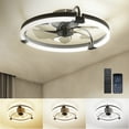 thumbnail image 1 of Ensenior 20'' Low Profile Ceiling Fans with Lights and Remote, Fandelier Ceiling Fan Flush Mount, APP Control, 6 Speed & 3000K-6500K Stepless Dimmable Small Ceiling Fan with Light for Bedroom - Black, 1 of 6