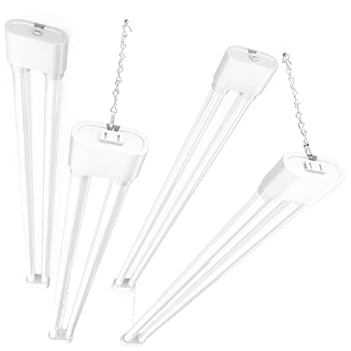 Ensenior 4 Pack Linkable Led Shop Light 4ft for Garage, 4400 High Lumens, 36W Equivalent 280W, 5000K Daylight, 48 Inch Utility Surface or Hanging Mount Fixtures, White, ETL Certified
