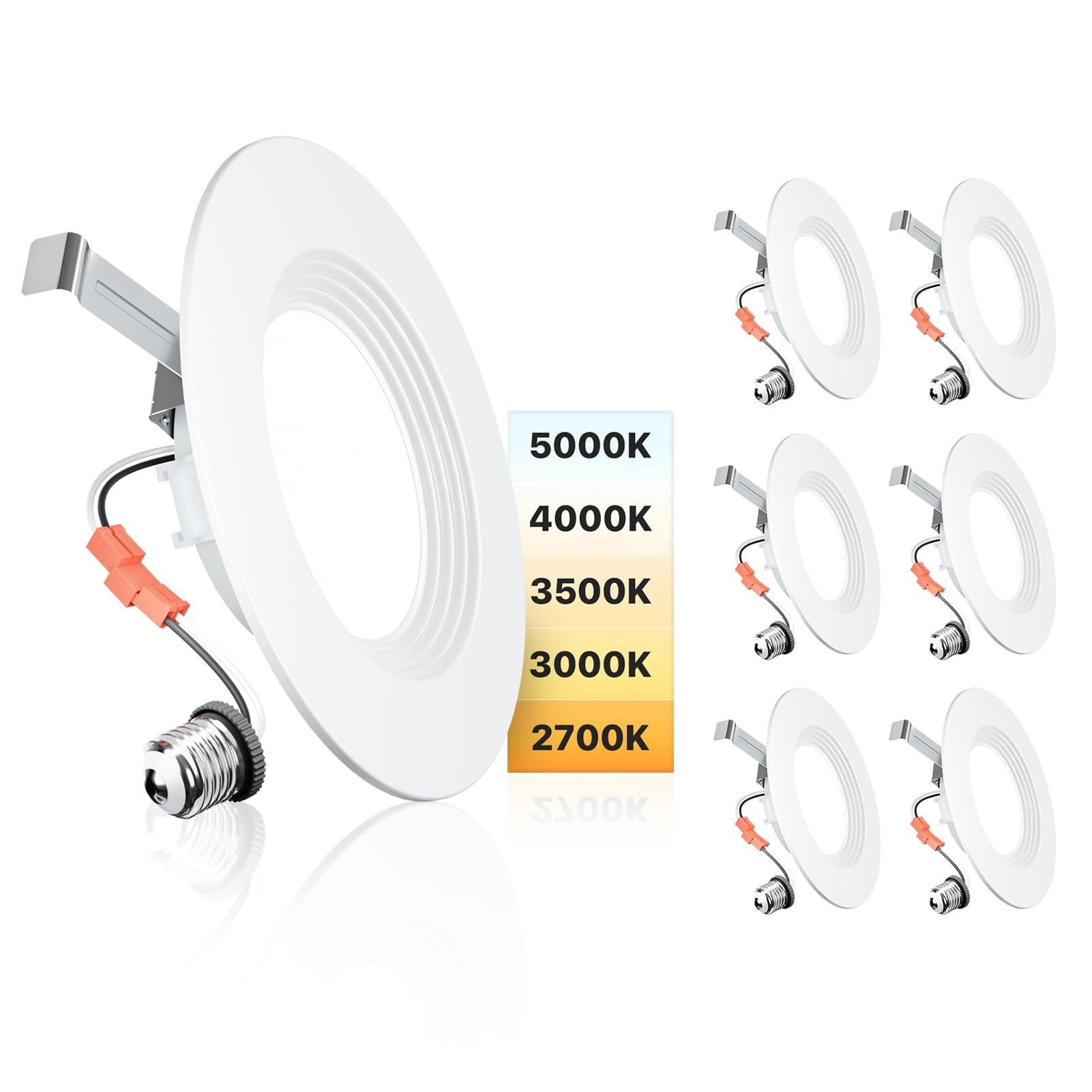 Ensenior 5/6 Inch 5CCT LED Can Lights 6 Pack, Retrofit Led Recessed ...