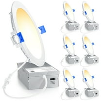 Ensenior 6 Pack 6 Inch LED Recessed Ceiling Light, Dimmable, 2700K-5000K 5CCT, 1050LM 12W 120V, High Brightness Canless Wafer Downlight - ETL&FCC&IC