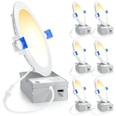 Ensenior 6 Pack 6 Inch LED Recessed Ceiling Light, Dimmable, 2700K-5000K 5CCT, 1050LM 12W 120V, High Brightness Canless Wafer Downlight - ETL&FCC&IC