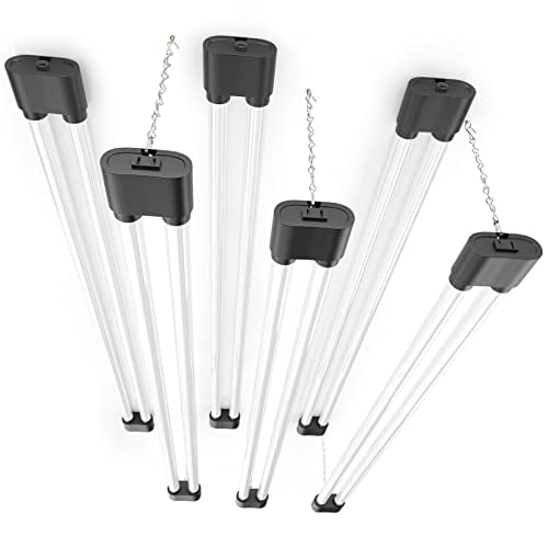 Ensenior 6 Pack Linkable Led Shop Light 4ft for Garage, 4400 High Lumens, 36W Equivalent 280W, 5000K Daylight, 48 Inch Utility Shop led Lights, Surface or Hanging Mount Fixtures, Black, ETL Certified