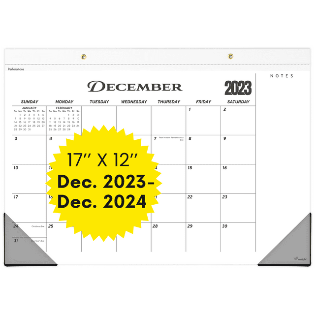 Ensight Desk Calendar 2024 Thick Paper, Clear Protectors Notes
