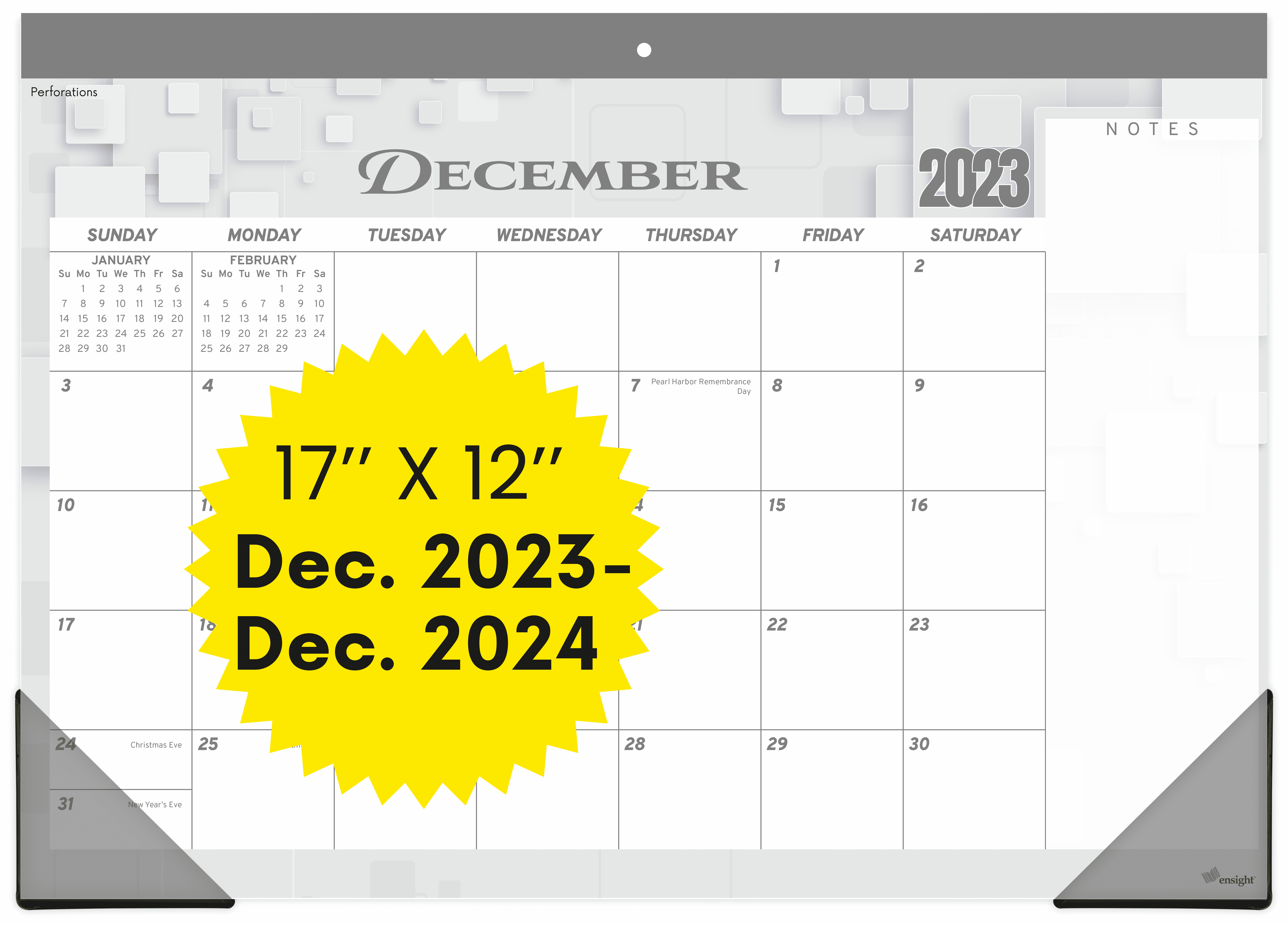 Ensight Large Desk Calendar 20232024 Thick Paper, Clear Protectors