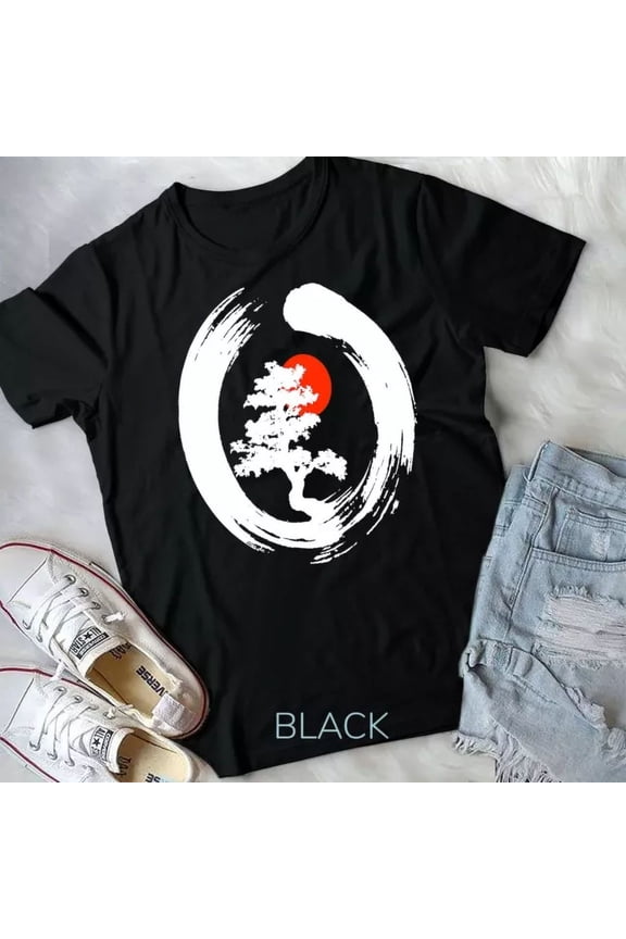Enso Circle Bonsai Tree Zen Meditation Japanese Buddhism Ii Unisex T-Shirt Unisex S-5XL Hot Trending Shirt, Vintage Birthday Gift
