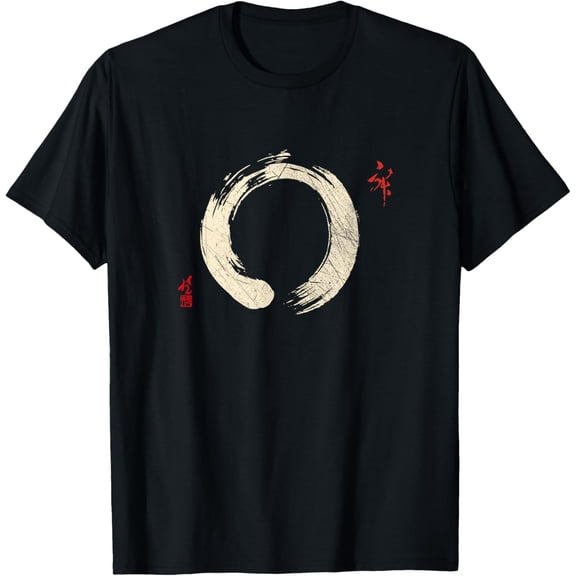 Enso Circle Goa Karma Om T-ShirtMen's and women's gift, black and white T-shirt, size: Extra large S-4XL