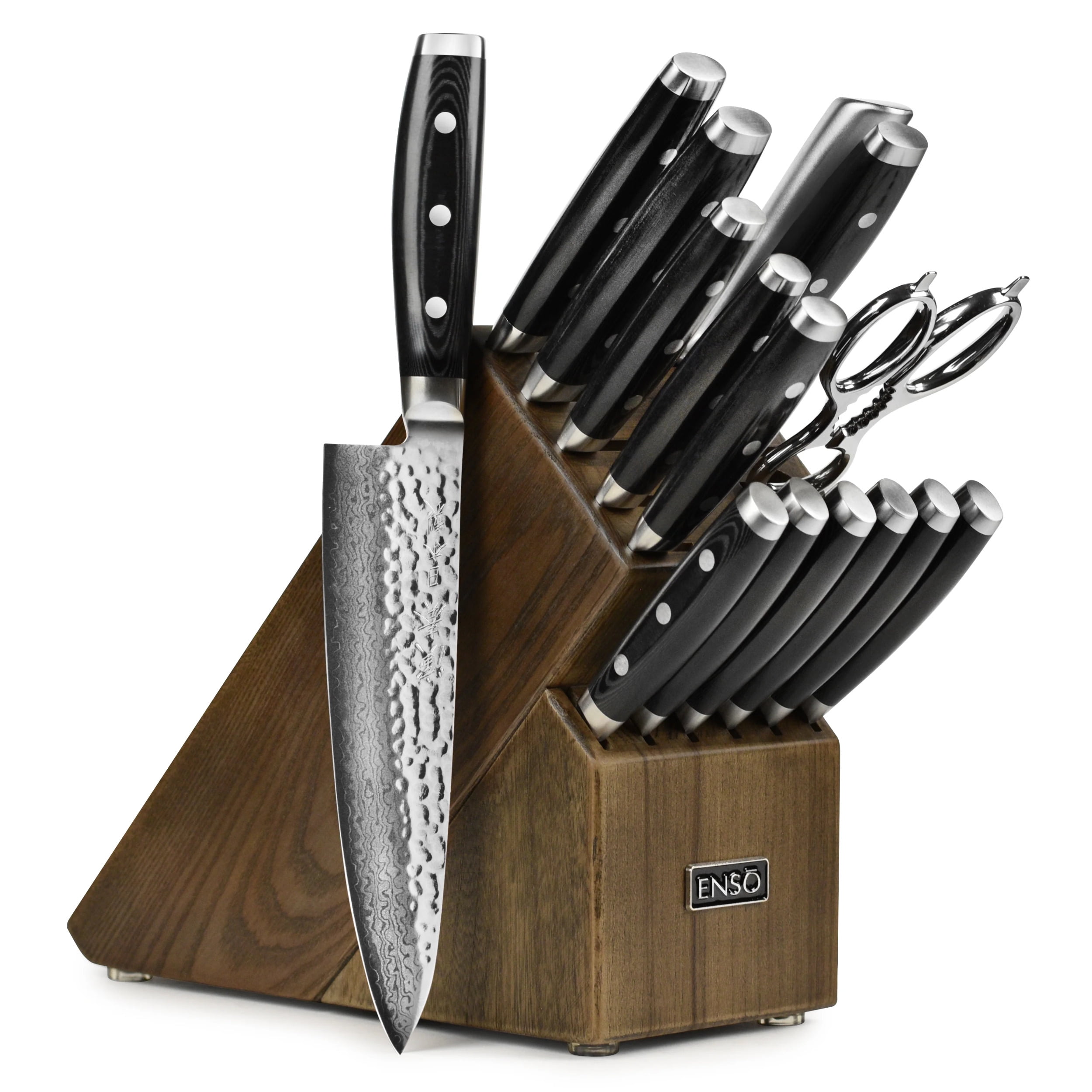 Enso HD 16 Piece Dark Ash Knife Block Set - Made in Japan