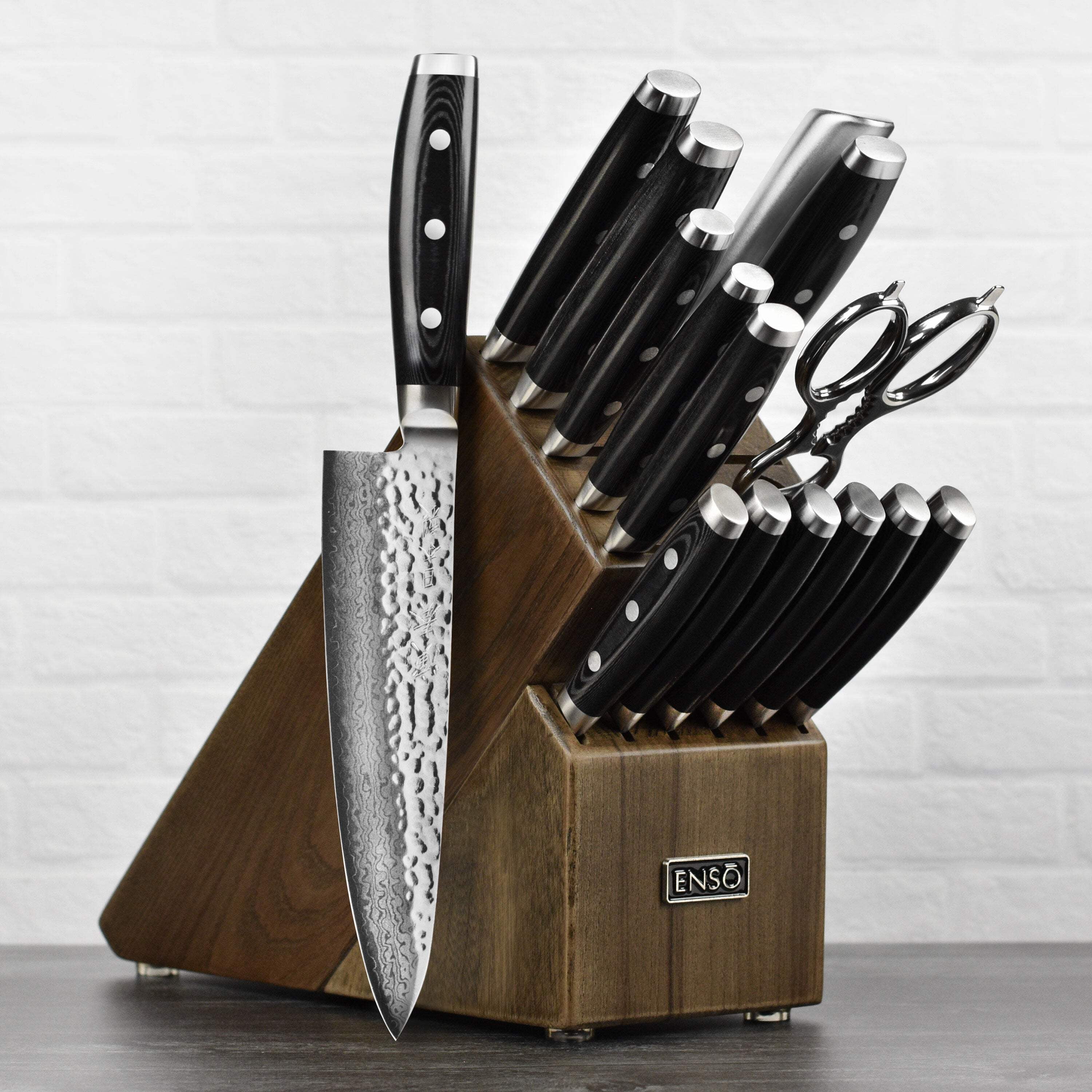 Enso HD 16 Piece Dark Ash Knife Block Set - Made in Japan