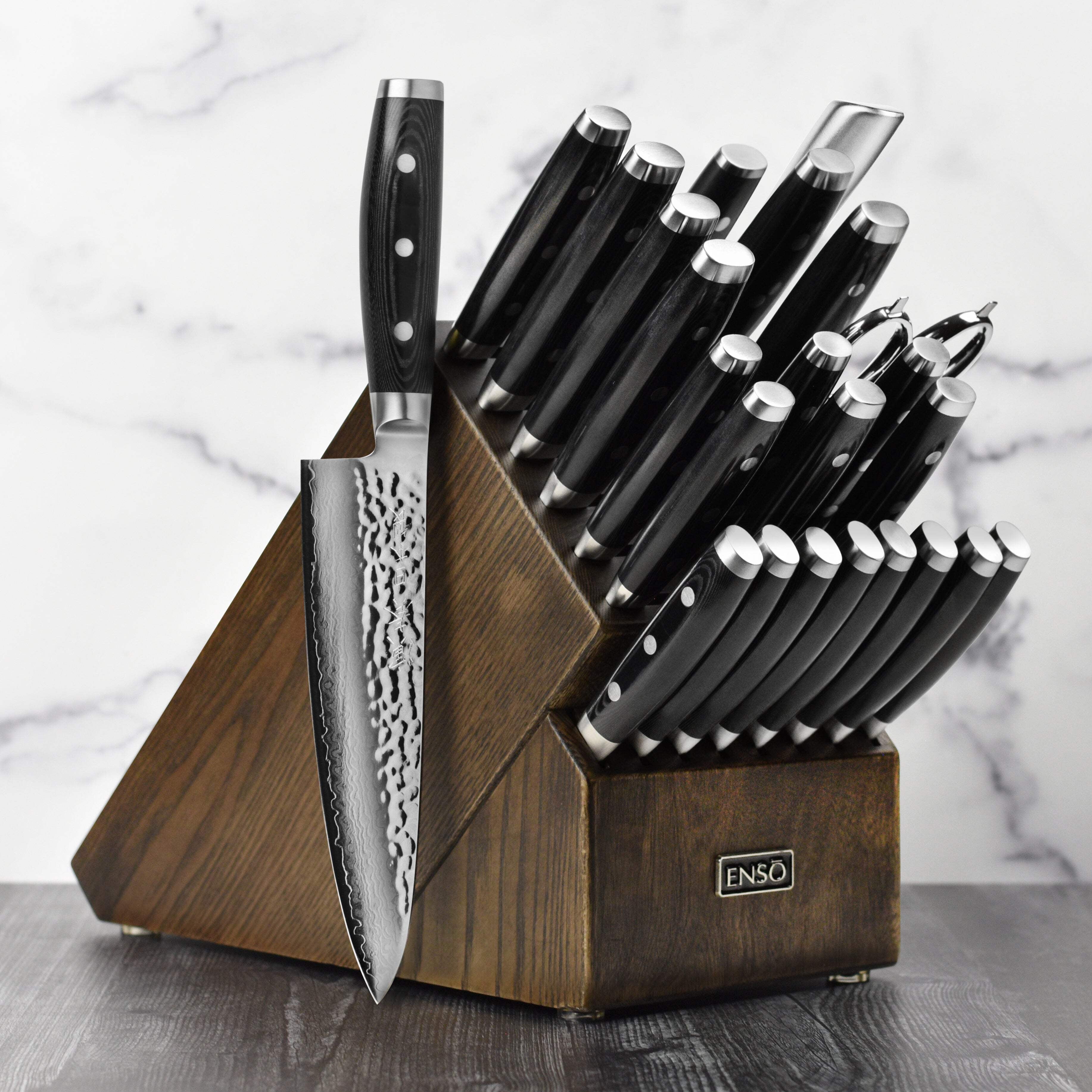 Enso HD 25 Piece Dark Ash Knife Block Set - Made in Japan