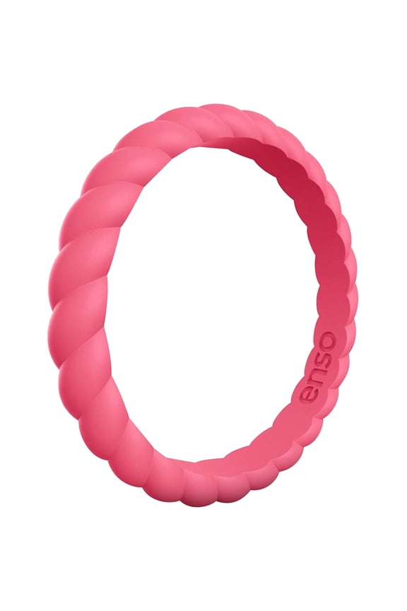 Braided Stackables Silicone Ring - Coral - 4