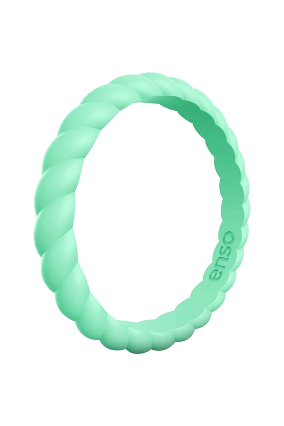 Braided Stackables Silicone Ring - Mint Green - 12