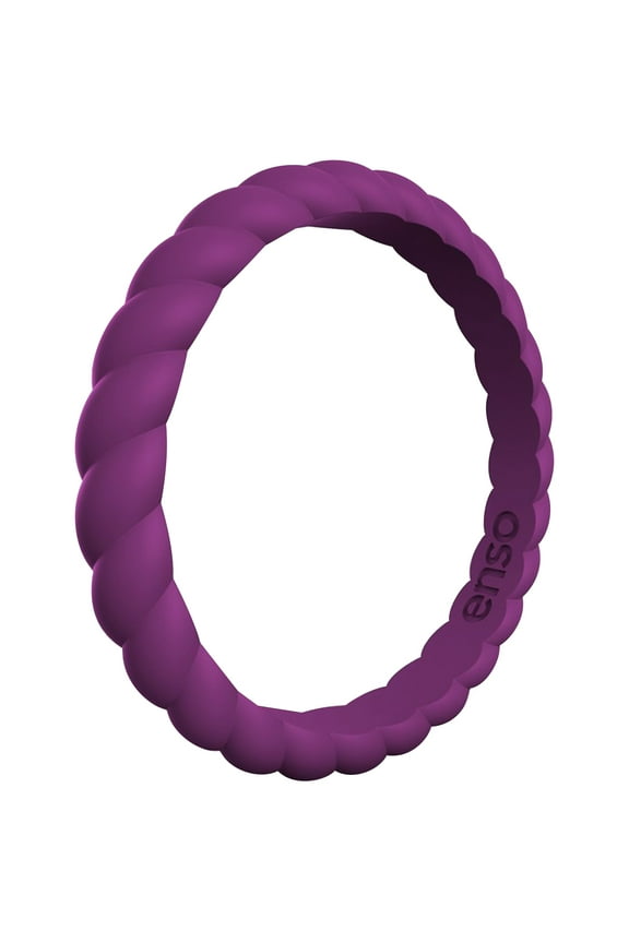 Braided Stackables Silicone Ring - Plum - 4