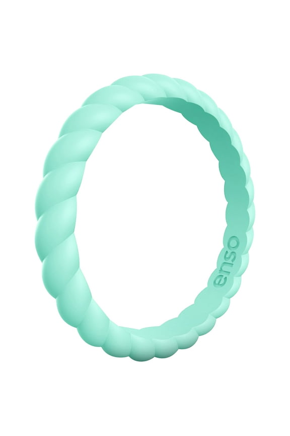 Braided Stackables Silicone Ring - Turquoise - 9