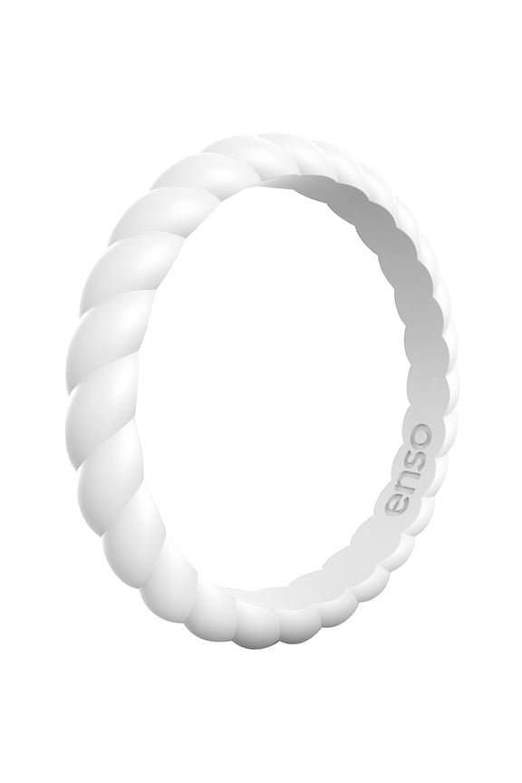 Braided Stackables Silicone Ring - White - 11