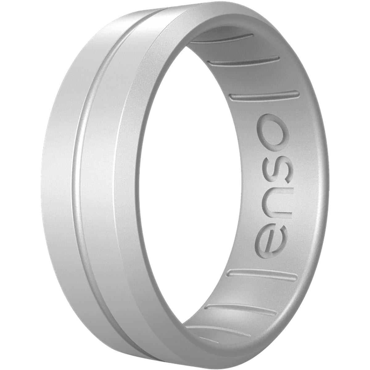 Enso Rings Thin Elements Silicone Ring - Infused With Precious Metals, Stackable Wedding Band, Size 8