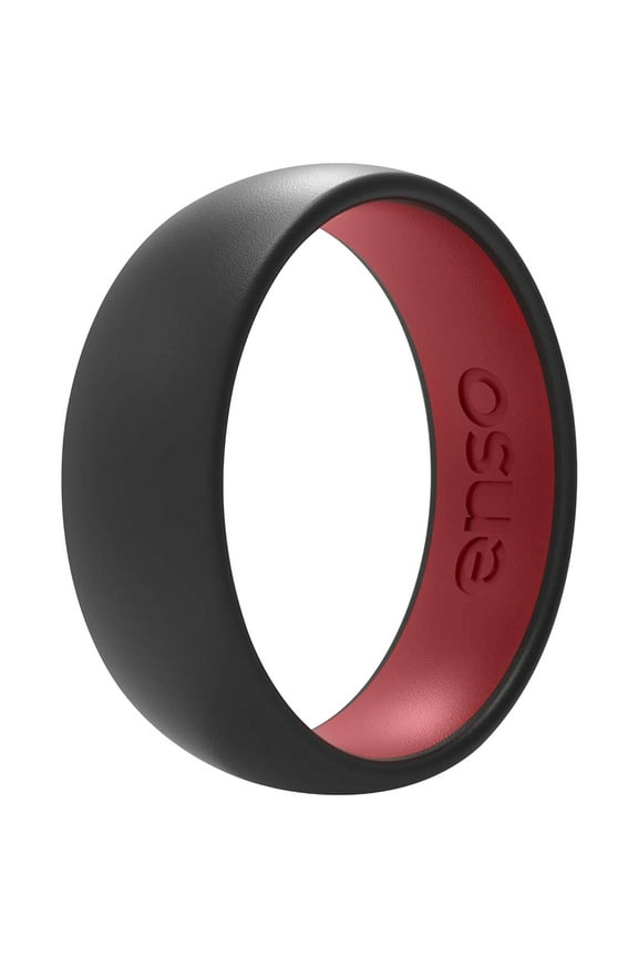 Dualtone Series Silicone Ring - Obsidian/Red - 3