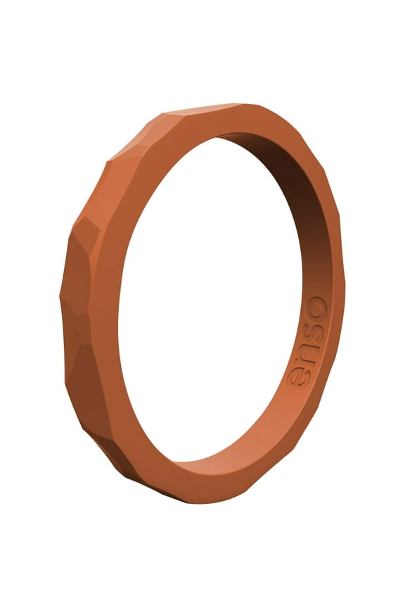 Hammered Stackables Silicone Ring - Burnt Orange - 4