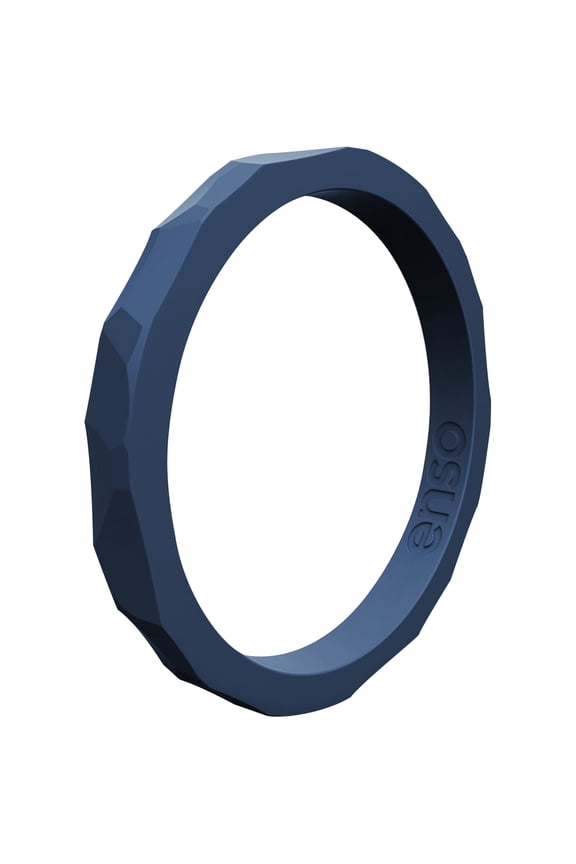 Hammered Stackables Silicone Ring - Storm Blue - 3
