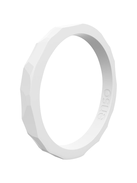 Hammered Stackables Silicone Ring - White - 4