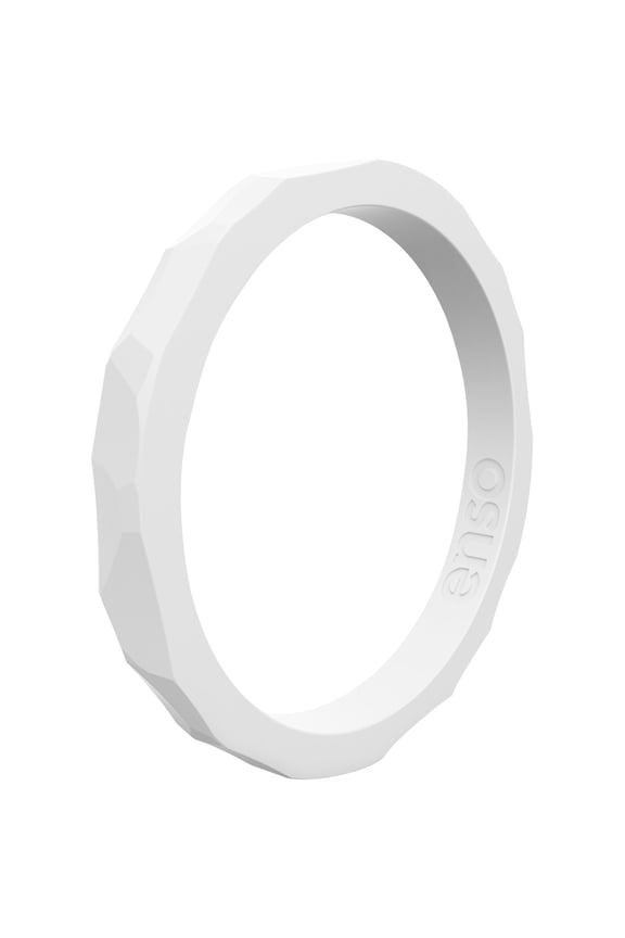 Hammered Stackables Silicone Ring - White - 4