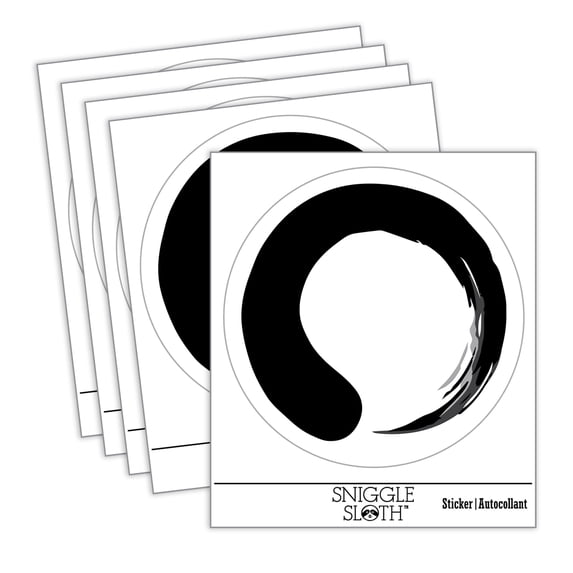 Enso Zen Buddhism Infinity Circle Car Window Bumper Water Bottle Phone Tablet Laptop Waterproof Vinyl Decal Sticker Set 5-Pack - Gloss Finish - 2.0"