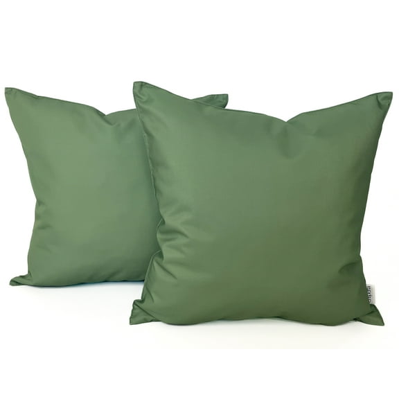 Ensperta Pack of 2 18x18 Outdoor Waterproof Light Green Throw Pillow Covers and Inserts Included Decorative Square Cushion Patio Pillows for Patio Furniture