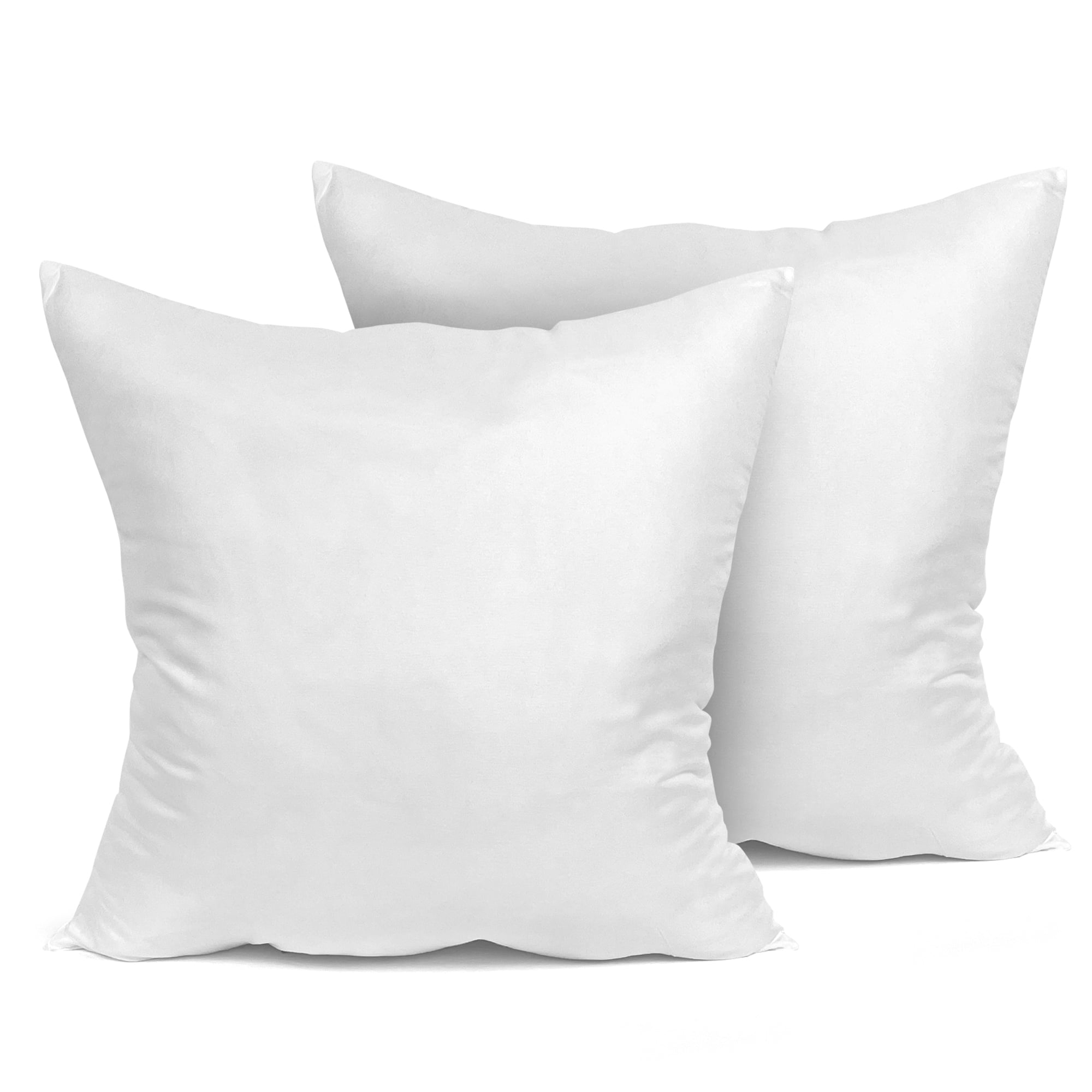 White Polyester Plush Throw Pillow Inserts, 20 x 20 Inches, Set of 2