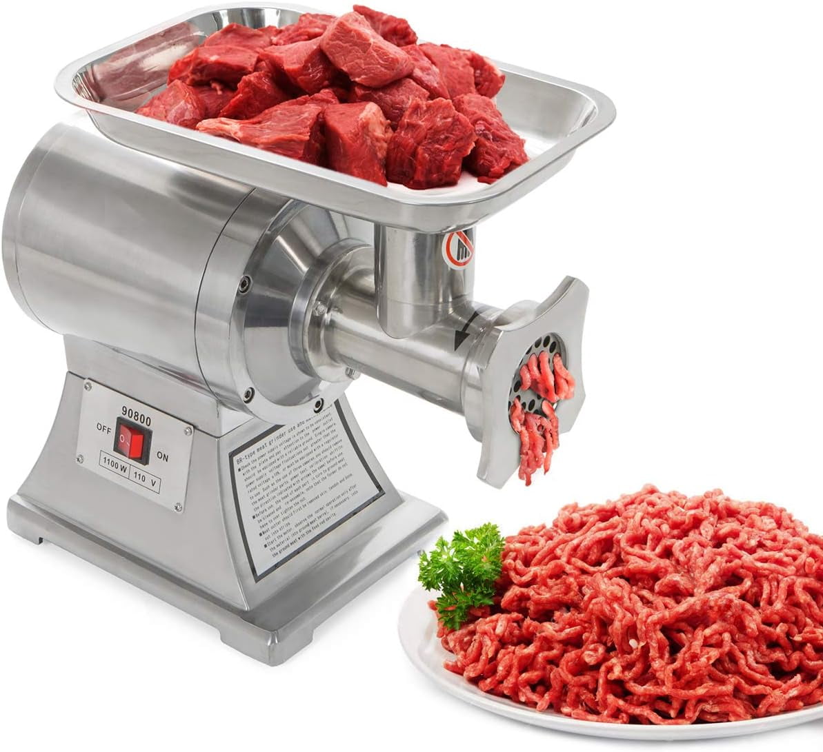 Stainless Steel 1100W Commercial Electric Meat Grinder with Cutting Blade