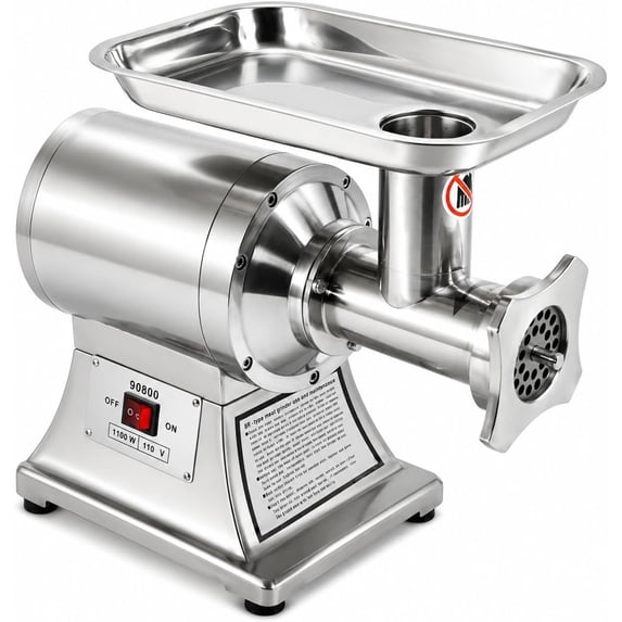 Barton #12 Commercial Meat Grinder, 1100W 1 HP Electric Meat Mincer, 396 lb/hr Heavy Duty Stainless Steel Grinder