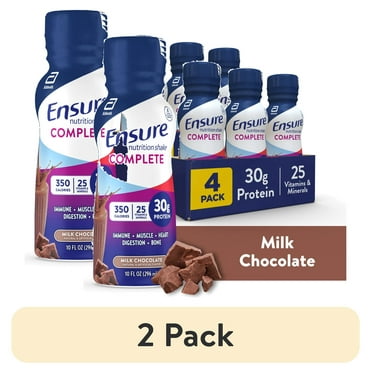 (2 pack) Ensure COMPLETE Nutrition Shake, 30G Protein, Milk Chocolate, 10 fl oz, 4 Count