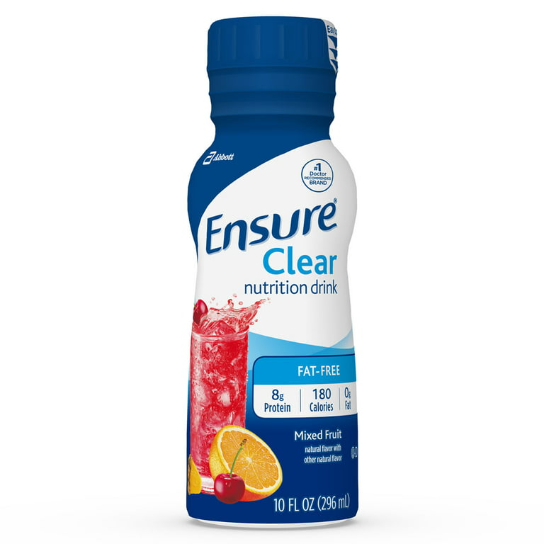 Ensure Clear Nutrition Drink, 0g fat, 8g of protein, Mixed Fruit