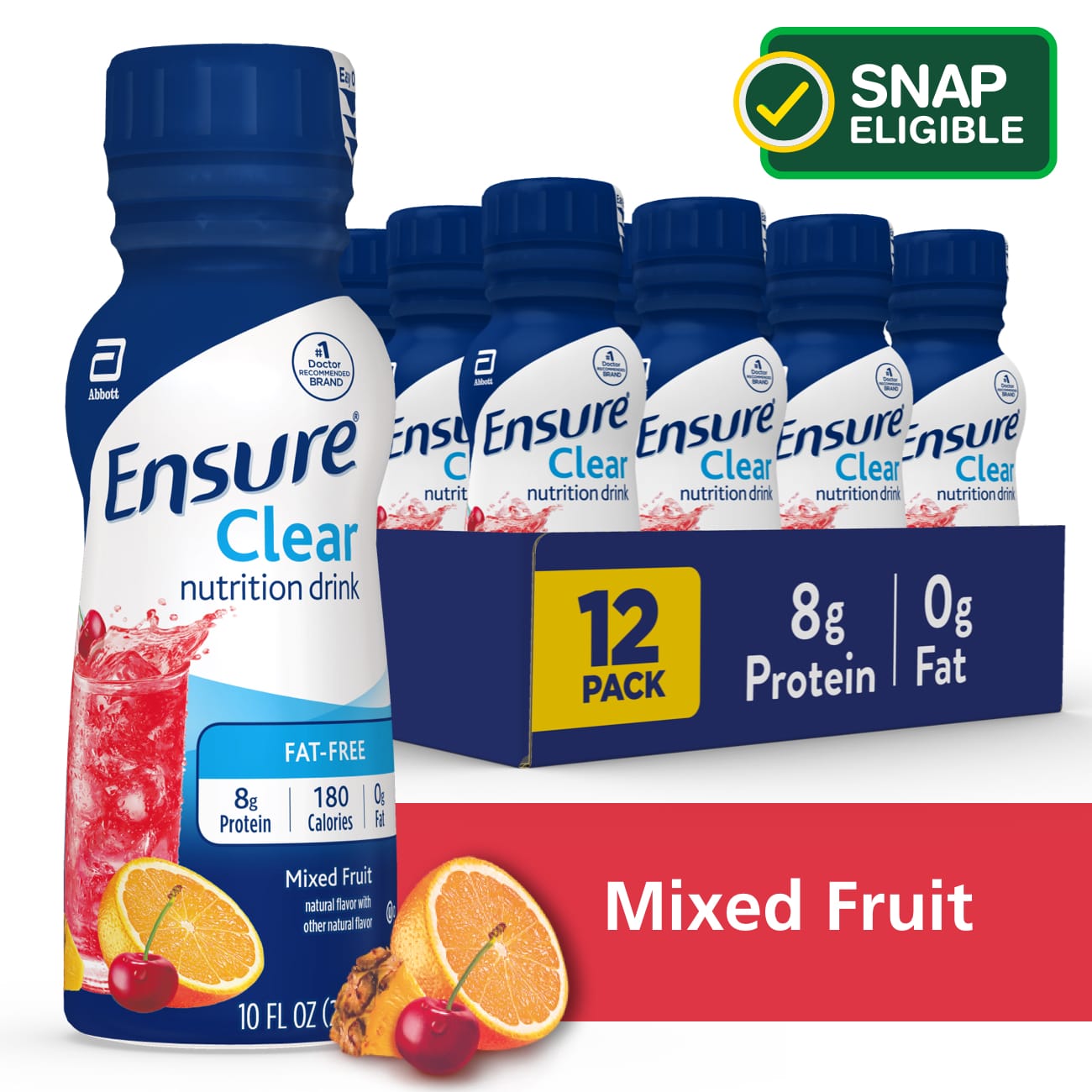 Ensure Clear Nutrition Drink, Mixed Fruit, 10 fl oz, 12 Count - image 1 of 8