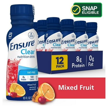 Ensure Clear Nutrition Drink, Fat-Free, Mixed Fruit, 10 fl oz, 12 Pack